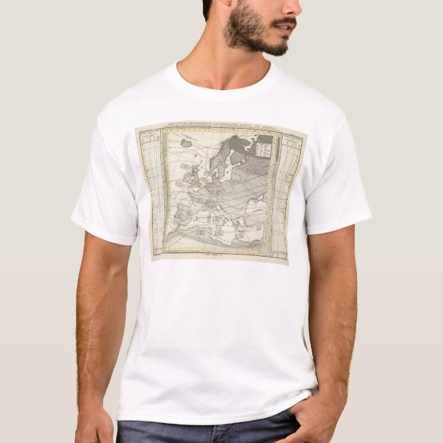Botanical geographical statistical map of Europe T-Shirt (Front)