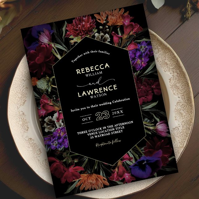 Botanical geometric flowers frame wedding  invitation (Creator Uploaded)