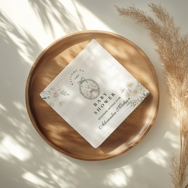 Botanical Gingham Silly Goose Baby Shower Napkin (Creator Uploaded)