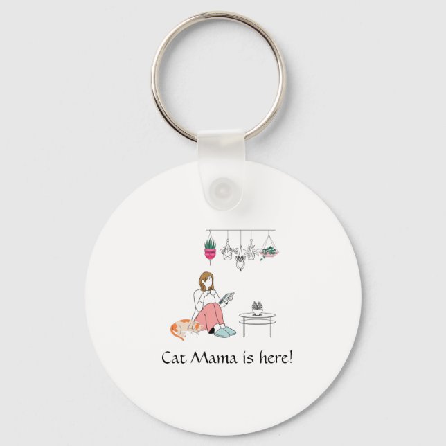 Botanical Girl Line Art Personalized  Keychain (Front)