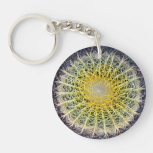 Botanical Globe Cactus Plant Photo Keychain