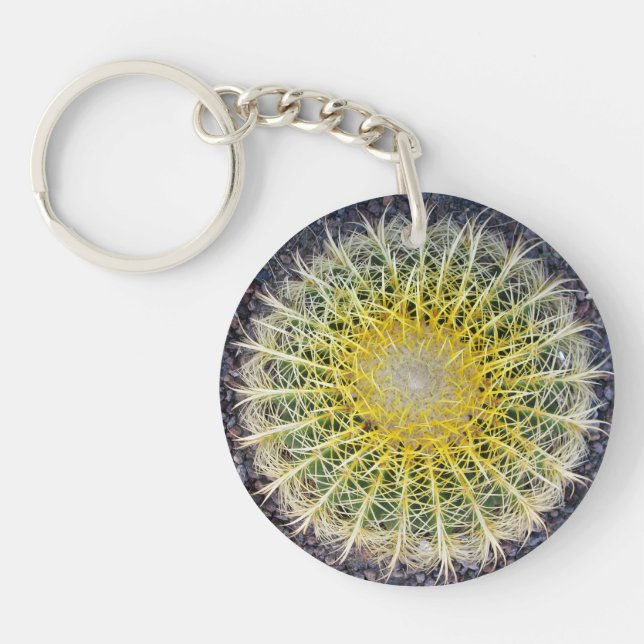 Botanical Globe Cactus Plant Photo Keychain (Front)