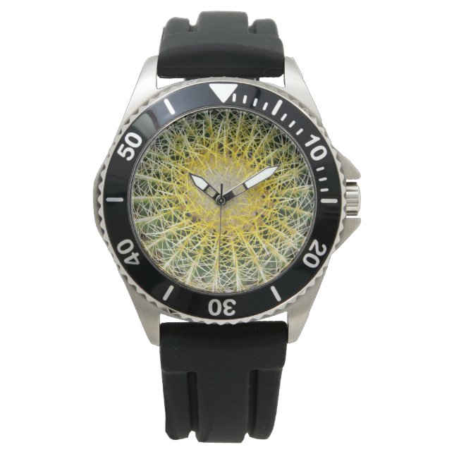 Botanical Globe Cactus Plant Photo Watch (Front)