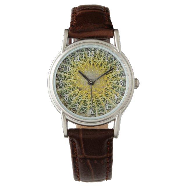 Botanical Globe Cactus Plant Photo Watch (Front)