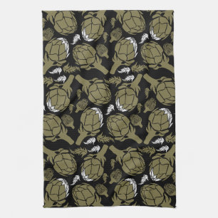 Botanical Gold Artichoke Art Decor Kitchen Towel