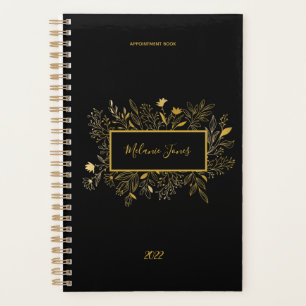 Botanical gold black appointment Notebook 2022 Pla Planner