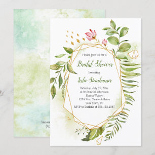 Botanical Gold Geometric Frame Bridal Shower Invitation