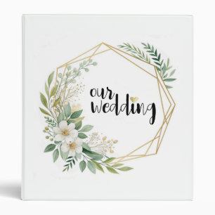 Botanical Gold Geometric Frame Wedding Planner Binder
