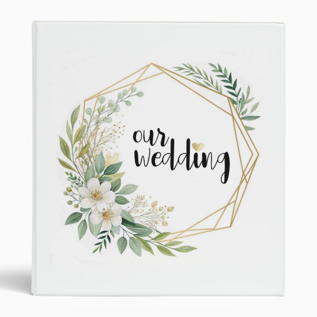 Botanical Gold Geometric Frame Wedding Planner Binder (Front)