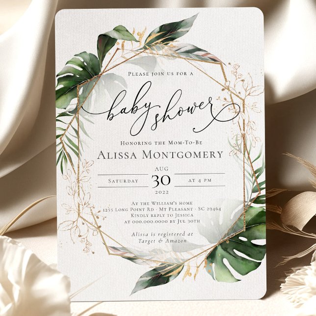 Botanical Gold Greenery Baby Shower Invitation (Creator Uploaded)