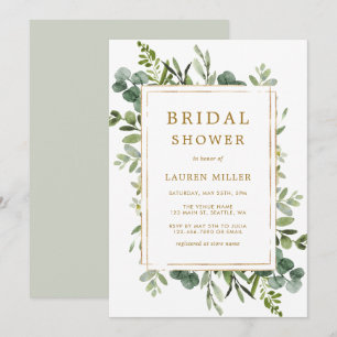 Botanical Gold Greenery Bridal Shower Invitation