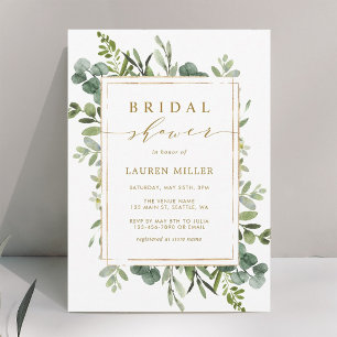 Botanical Gold Greenery Bridal Shower Invitation