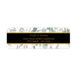 Botanical Gold Greenery eucalyptus Return Address