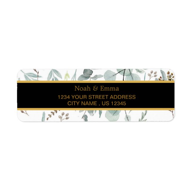 Botanical Gold Greenery eucalyptus Return Address (Front)