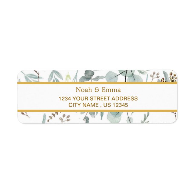 Botanical Gold Greenery eucalyptus Return Address  (Front)