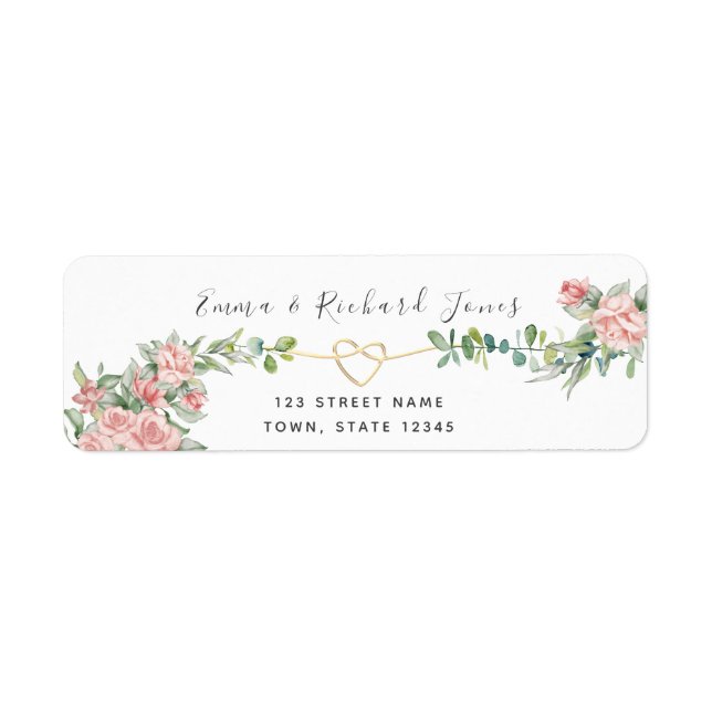 Botanical Gold Greenery Mariage Adresse de retour (Devant)