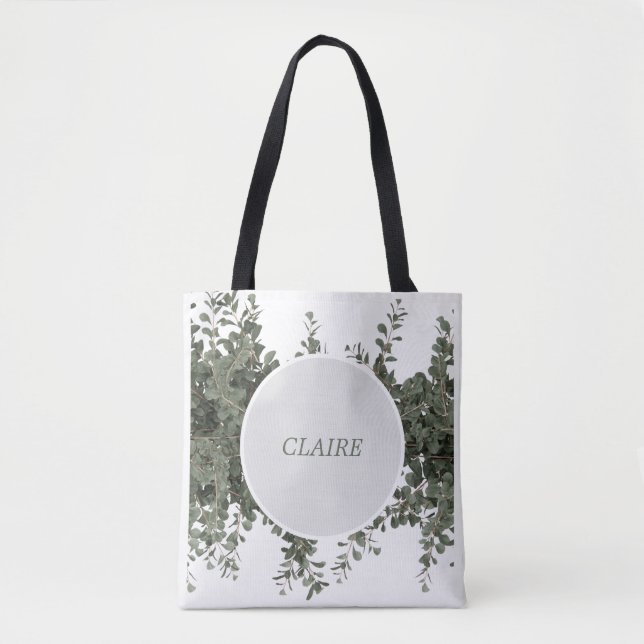 Botanical Gold Greenery Personalize Tote Bag (Front)