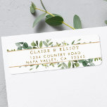 Botanical Gold Greenery Return Address<br><div class="desc">This return address labels features painted watercolor eucalyptus branches with gold stripes. For more advanced customization of this design,  Please click the "Customize further" link.  Matching items are also available.</div>