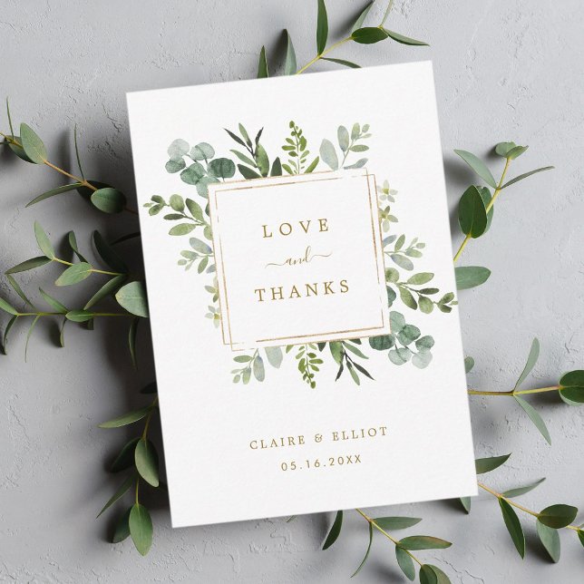 Botanical Gold Greenery Thank You Card (Creator Uploaded)
