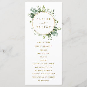 Botanical Gold Greenery Wedding Ceremony Program
