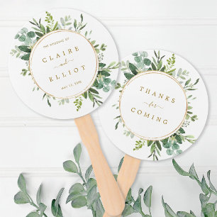 Botanical Gold Greenery Wedding Hand Fan