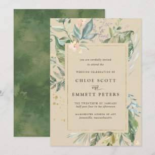 Botanical Gold Greenery Wedding Invitation