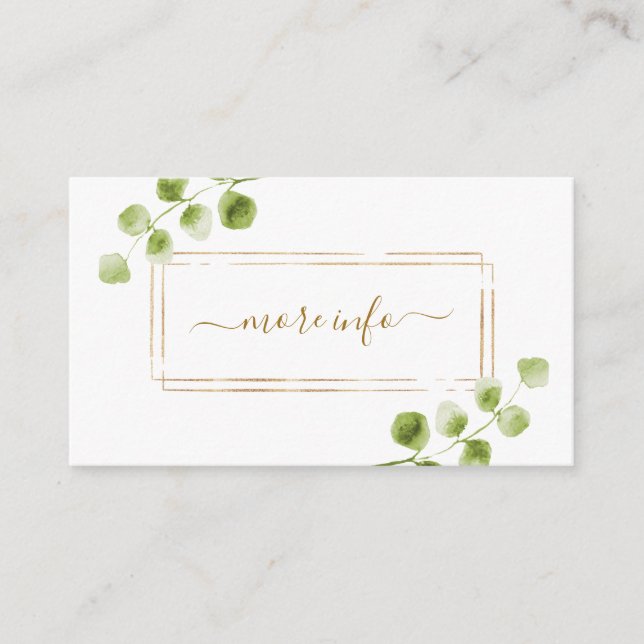 Botanical Gold Greenery Wedding More Info Enclosure Card (Front)