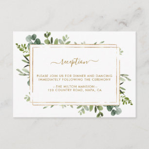 Botanical Gold Greenery Wedding Reception Enclosure Card