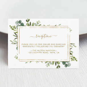 Botanical Gold Greenery Wedding Reception Enclosure Card