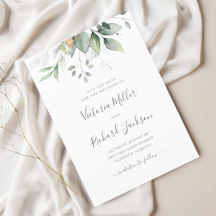 Botanical Gold Greenery Wedding Save The Date