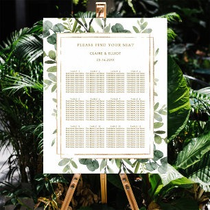 Botanical Gold Greenery Wedding Seating Chart