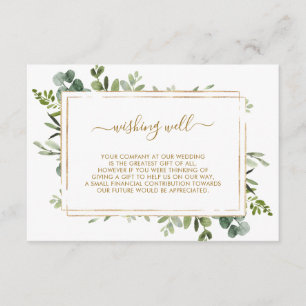 Botanical Gold Greenery Wedding Wishing Well Enclosure Card
