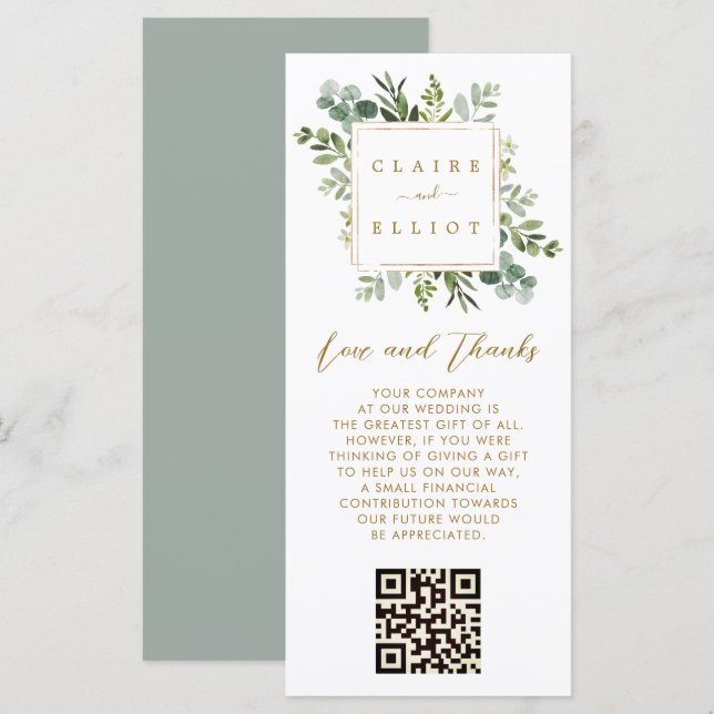 Botanical Gold Greenery Wishing Well Thank You (Front/Back)