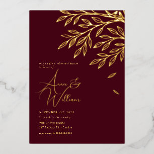 Botanical Gold Leaf Burgundy Rehearsal Dinner 
