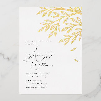 Botanical Gold Leaf Rehearsal Dinner Invitation