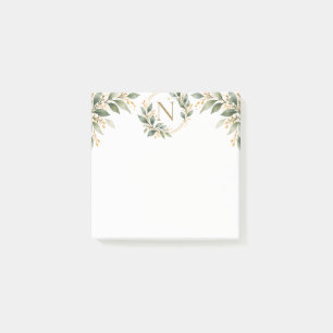 Botanical Gold Monogram Personalized Stationery Post-it Notes