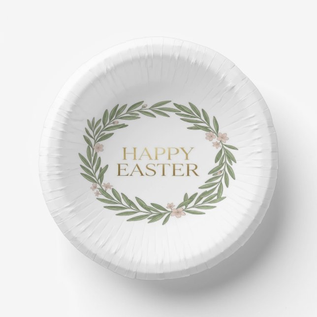 Botanical Gold Olive Wreath  Paper Plate (Front)