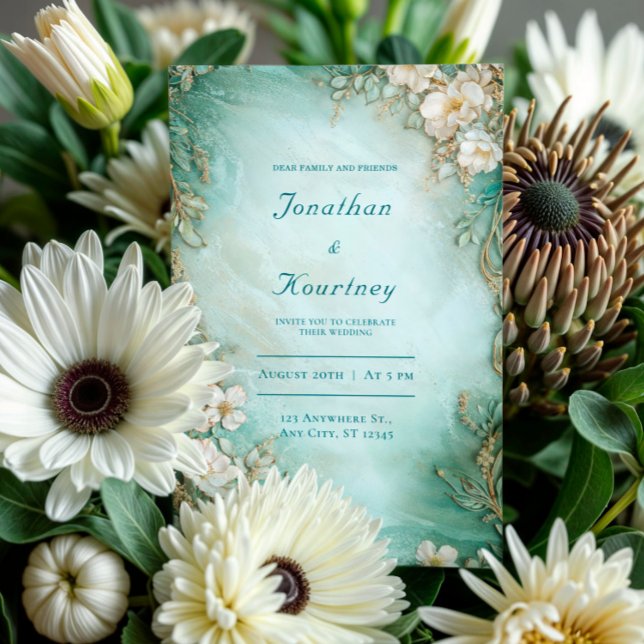 Botanical Gold & Sage Green Floral Wedding Invitation (Creator Uploaded)