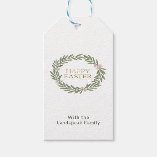 Botanical Gold Wreath Moss Green Easter Gift Tags