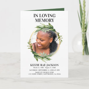 Botanical Gold Wreath Order of Service Program