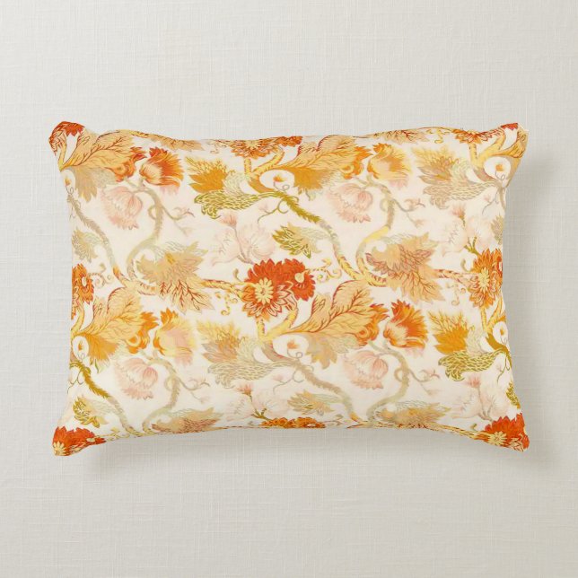 Botanical Golden Fall Flowers Accent Pillow (Front)