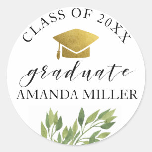 botanical graduate personalized graduation sticker
