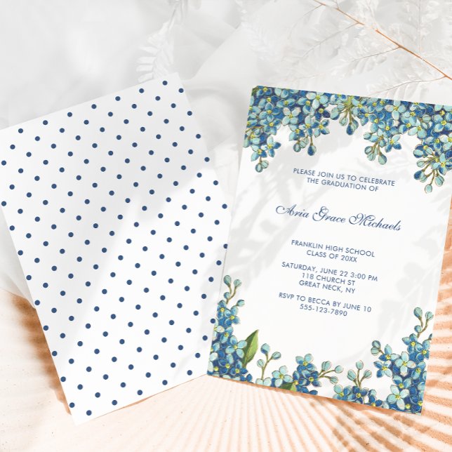 Botanical Graduation Party Invitation Blue (Creator Uploaded)