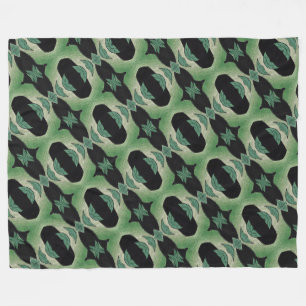 Botanical Green and Black Fleece Blanket