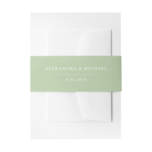 Botanical Green and White Wedding Invitation Belly Band