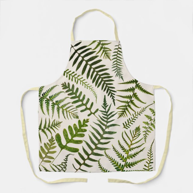 Botanical Green Fern Print Apron,  Apron (Front)