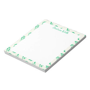Botanical Green Floral Plant Leaves Pattern Notepad