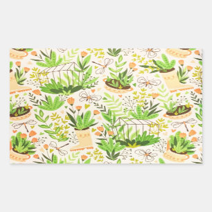 Botanical Green Flowers Blooming Garden Sticker