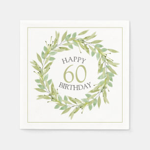 Botanical Green Foliage Wreath Birthday Napkin