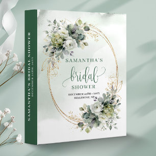 Botanical Green Gold Bridal Shower Memory Album Binder